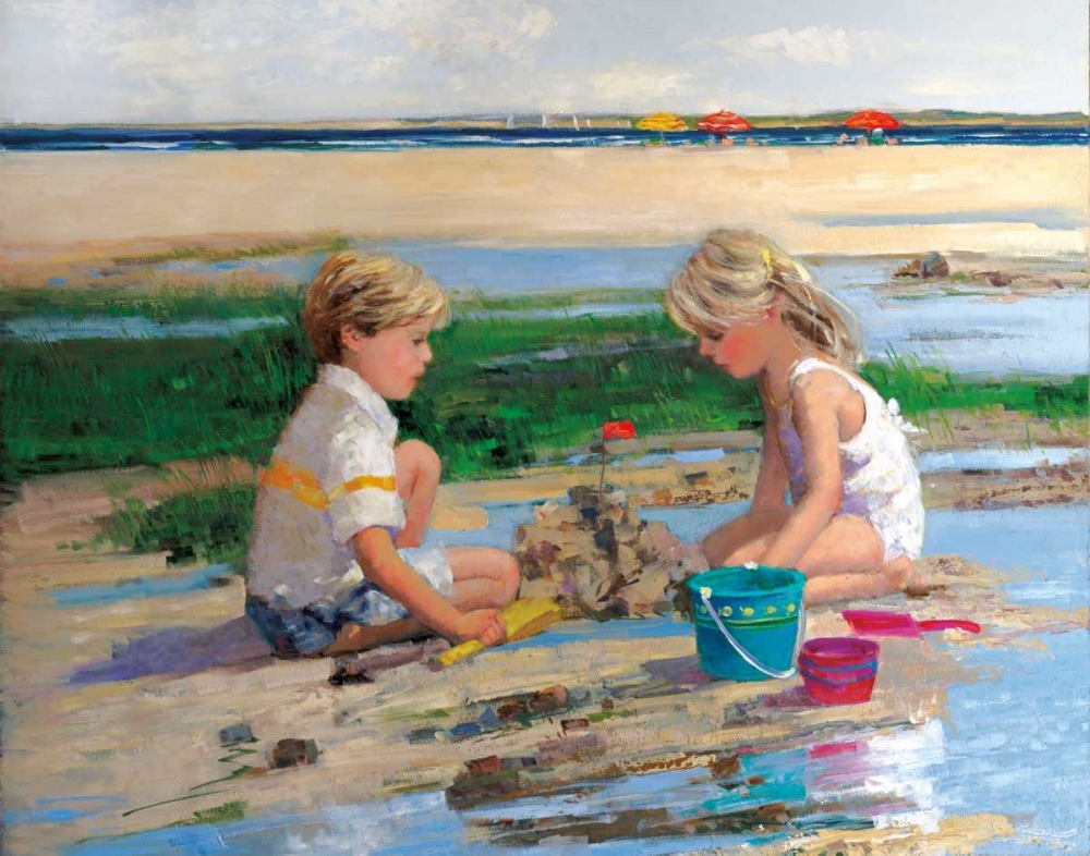 Wall Art Painting id:34213, Name: Building Sand Castles, Artist: Swatland, Sally