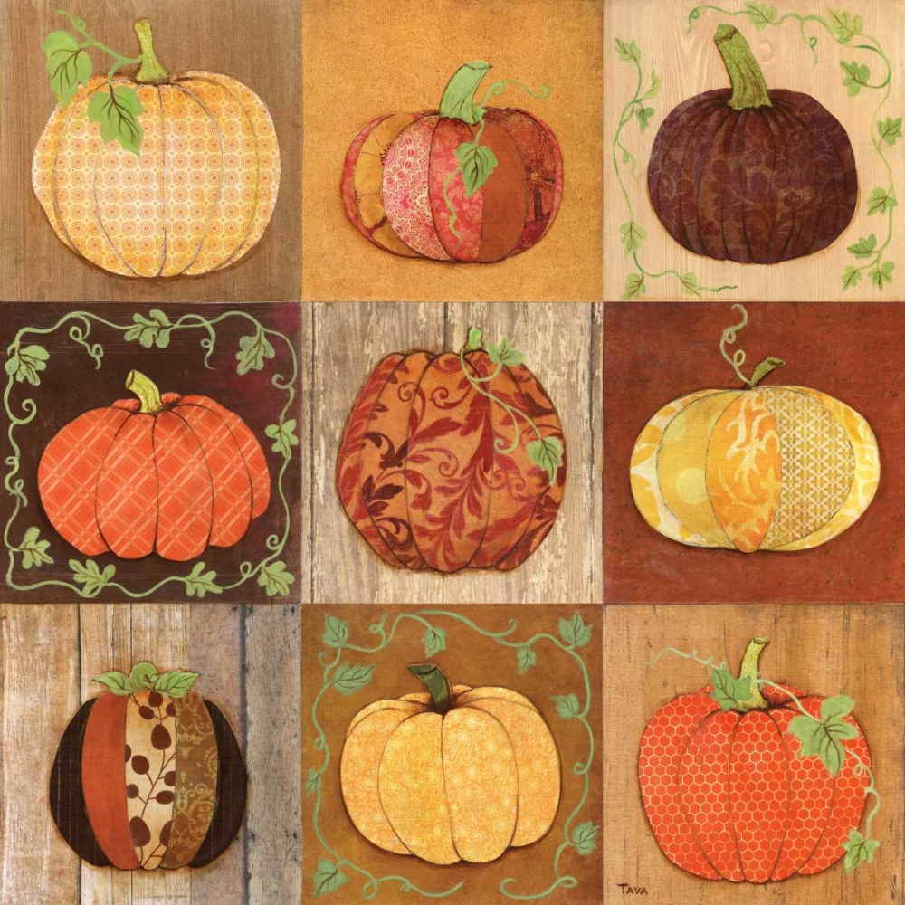 Wall Art Painting id:101964, Name: 9 Patch Pumpkins, Artist: Tava, Janet
