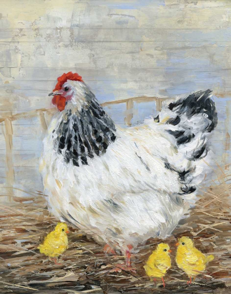 Wall Art Painting id:124471, Name: Farmhouse Chicken, Artist: Swatland, Sally