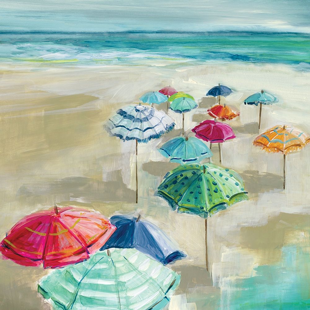 Wall Art Painting id:246487, Name: Umbrella Beach I, Artist: Robinson, Carol