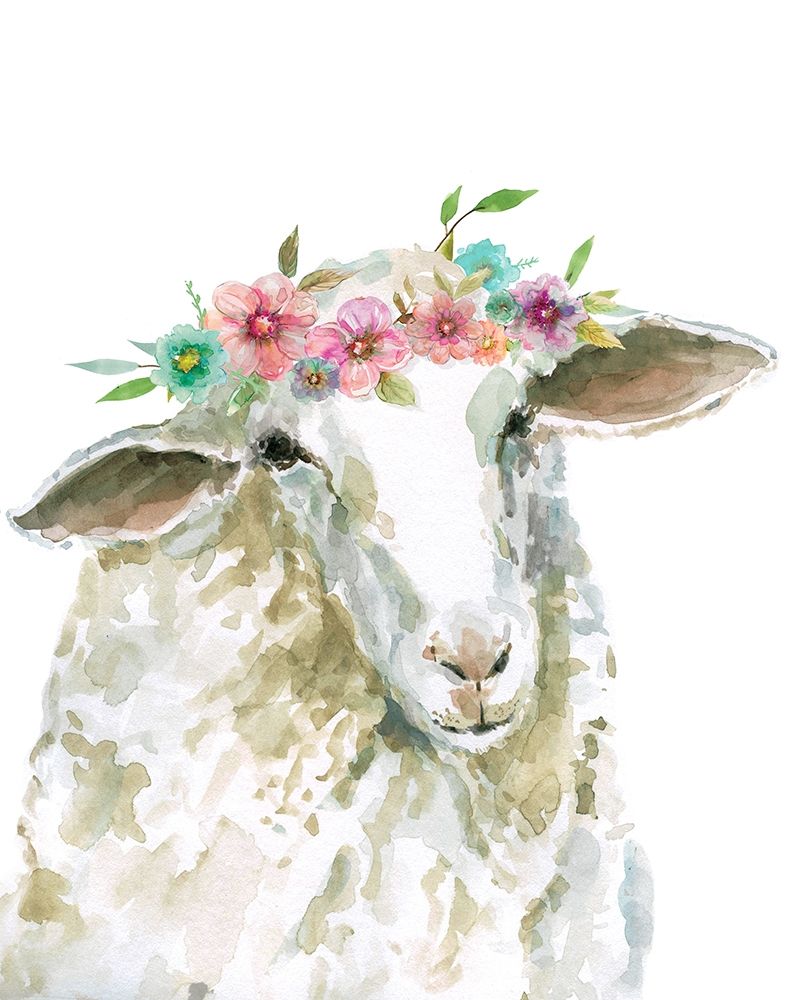 Wall Art Painting id:221476, Name: Flower Crown Sheep, Artist: Robinson, Carol