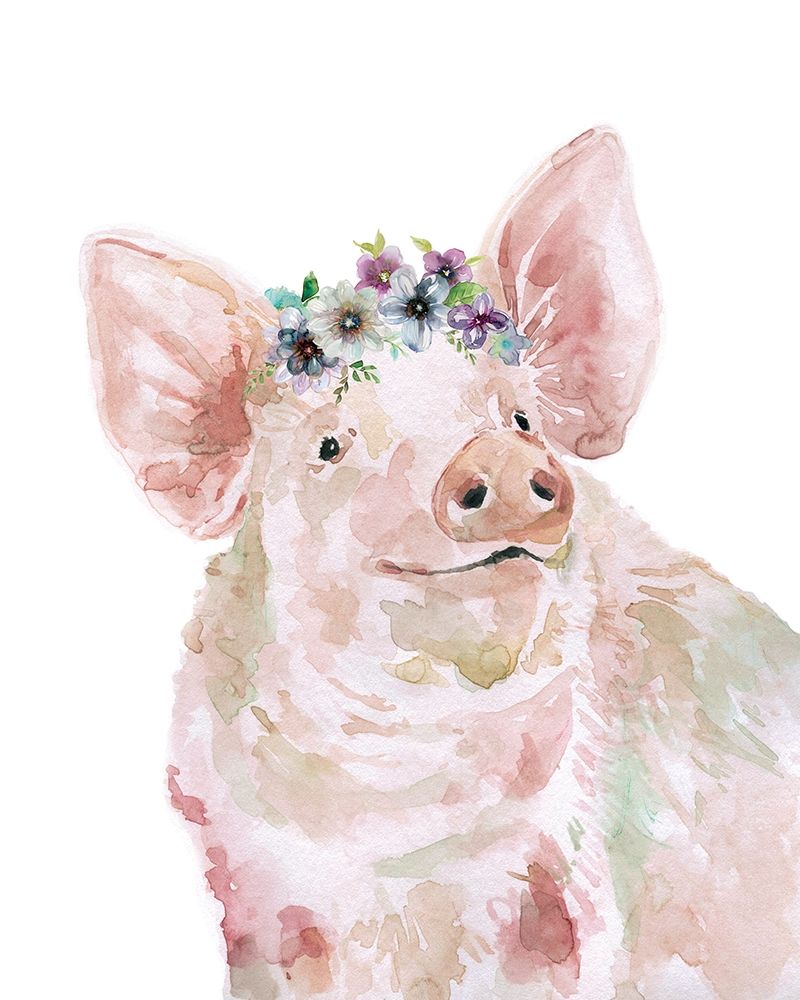 Wall Art Painting id:221478, Name: Flower Crown Pig, Artist: Robinson, Carol
