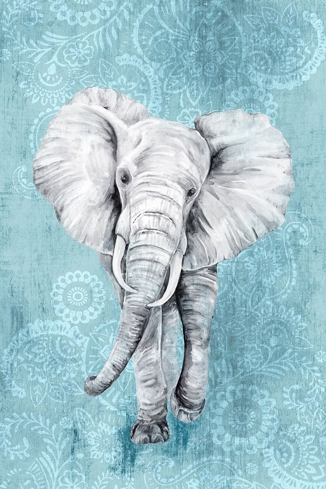 Wall Art Painting id:219980, Name: Blue Paisley Elephant , Artist: Watts, Eva