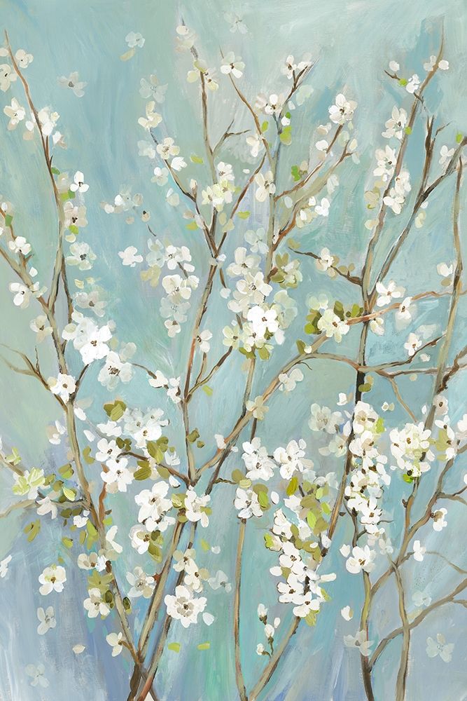 Wall Art Painting id:220168, Name: Teal Almond Blossoms, Artist: Jensen, Asia