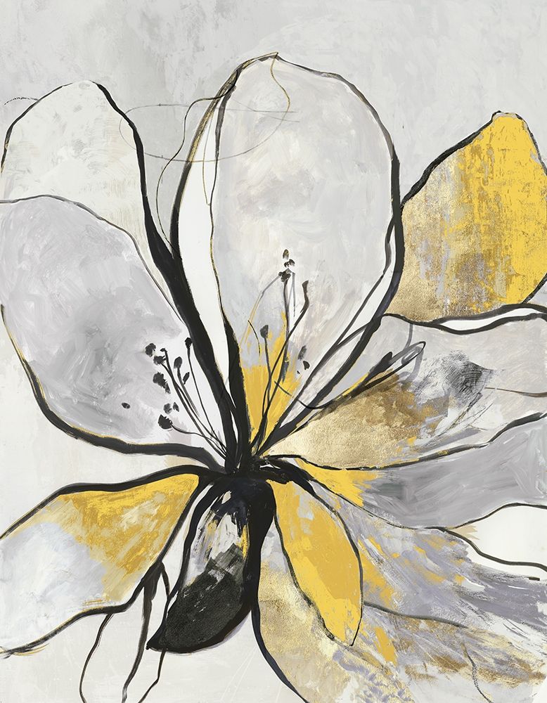 Wall Art Painting id:397705, Name: Outlined Floral II Yellow Version, Artist: Jensen, Asia