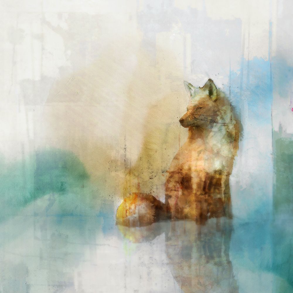 Wall Art Painting id:482615, Name: Fox on Teal I , Artist: Roko, Ken