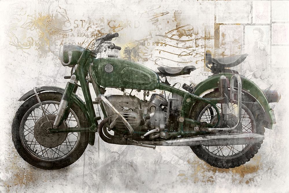 Wall Art Painting id:353074, Name: Green Motorcycle , Artist: Roozbeh