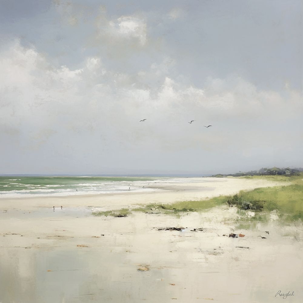 Wall Art Painting id:763141, Name: Quiet Shore Under Gentle Clouds, Artist: Roozbeh