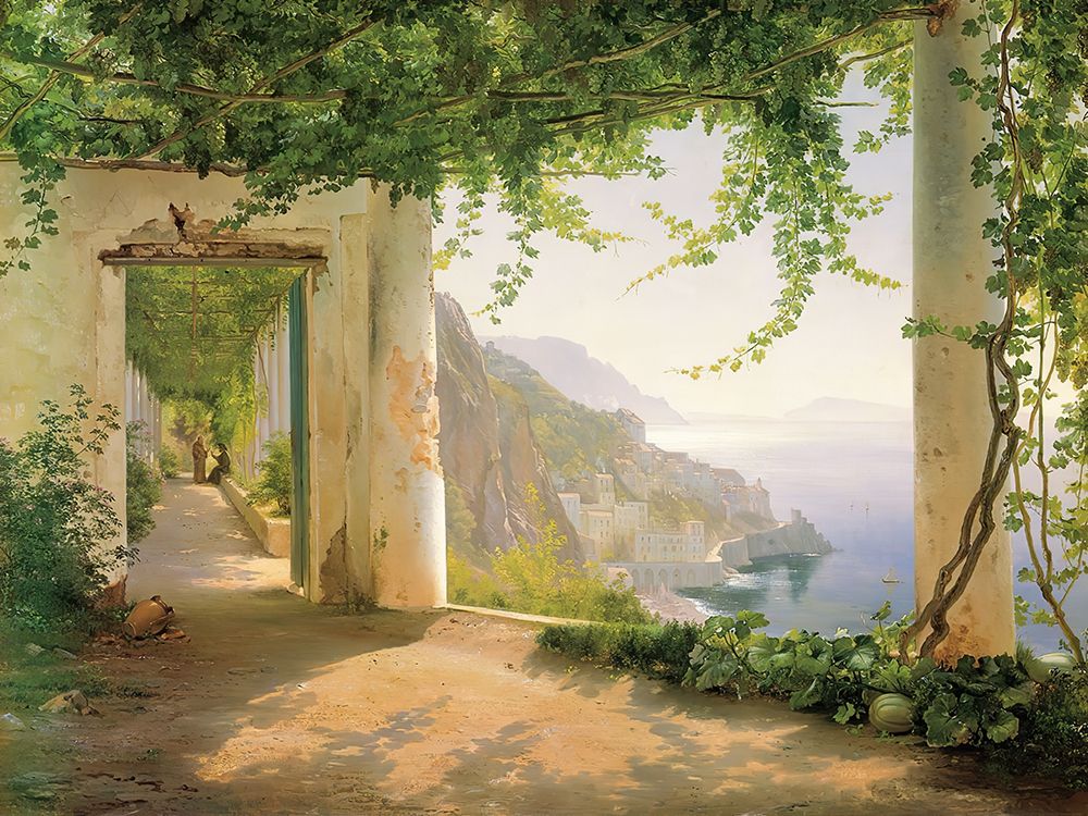 Wall Art Painting id:387545, Name: View to the Amalfi Coast, Artist: Aagaard, Carl Frederic