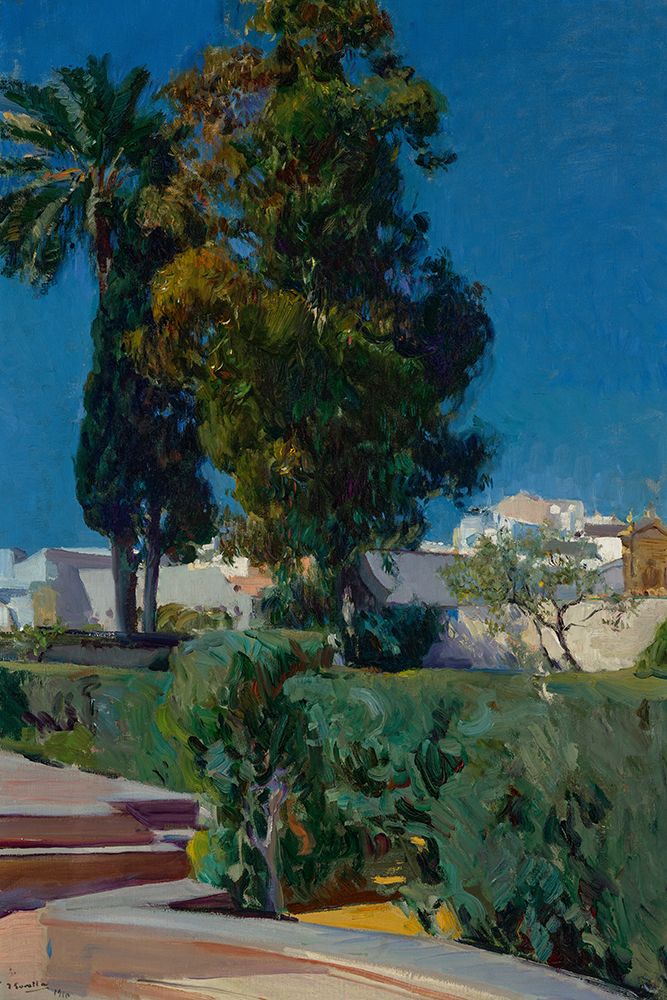 Wall Art Painting id:675374, Name: Corner of the Garden, Alcazar, Sevilla 1910, Artist: Sorolla y Bastida, Joaquin