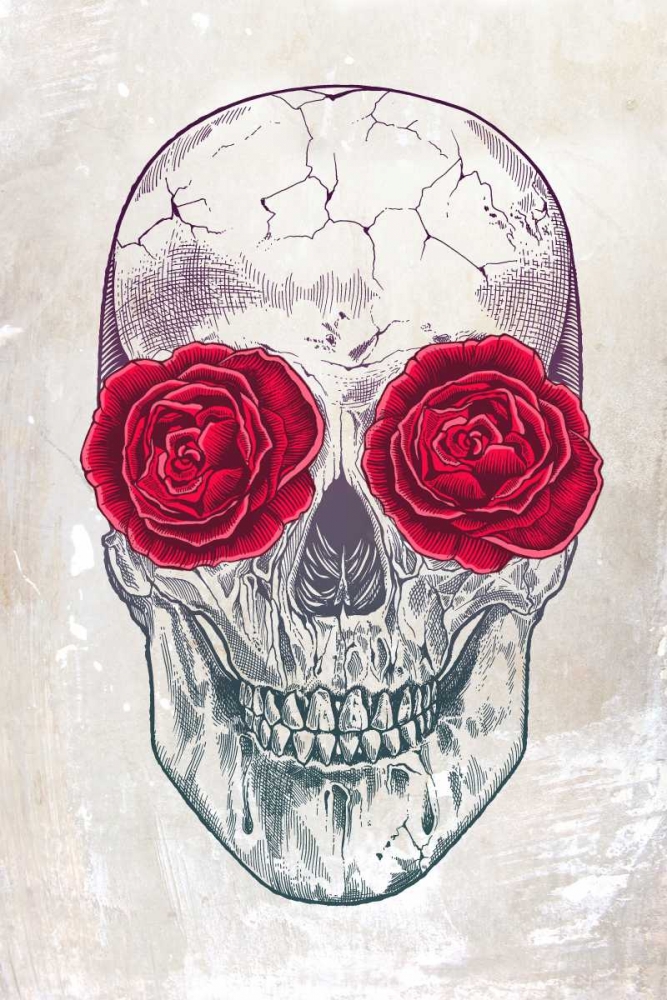 Wall Art Painting id:149683, Name: Skull and Roses, Artist: Caldwell, Rachel