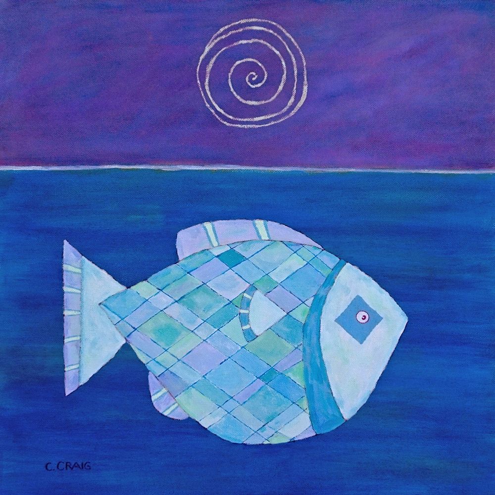Wall Art Painting id:298848, Name: Fish With Spiral Moon, Artist: Craig, Casey