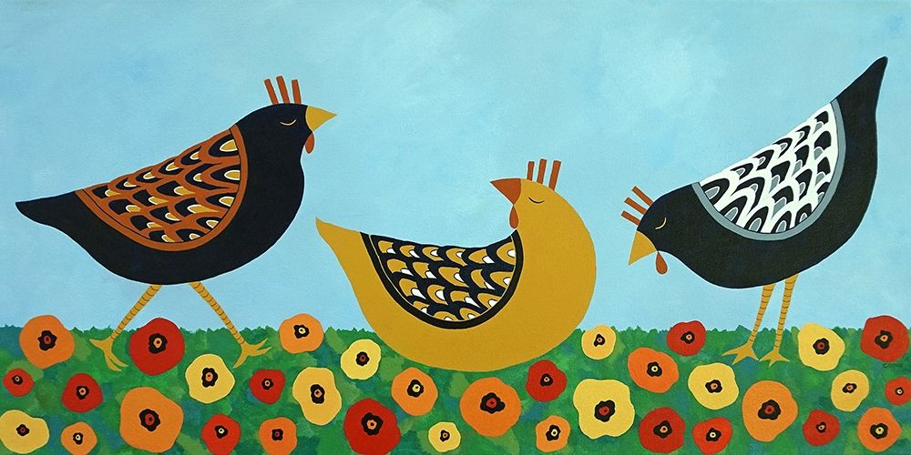 Wall Art Painting id:298850, Name: Hens and Poppies, Artist: Craig, Casey
