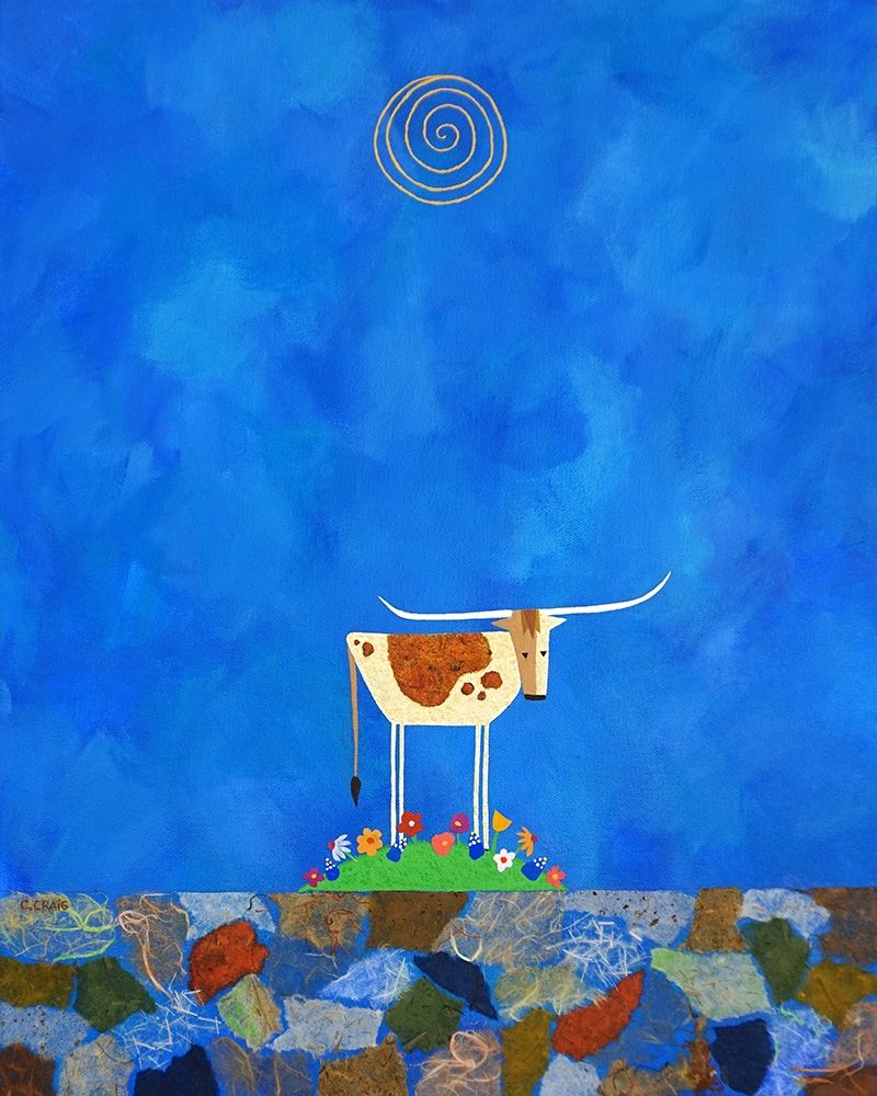 Wall Art Painting id:298851, Name: Longhorn on Wildflower Hill, Artist: Craig, Casey