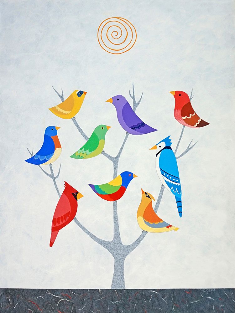 Wall Art Painting id:629618, Name: Bird Tree I, Artist: Craig, Casey