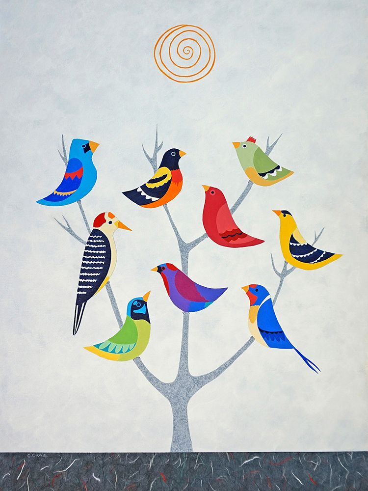 Wall Art Painting id:629619, Name: Bird Tree II, Artist: Craig, Casey
