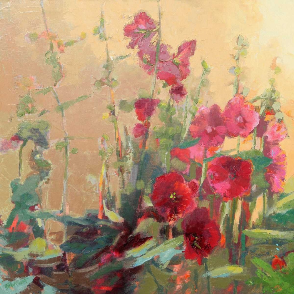 Wall Art Painting id:107237, Name: Red Haven Hollyhocks, Artist: Forst, Beth A.
