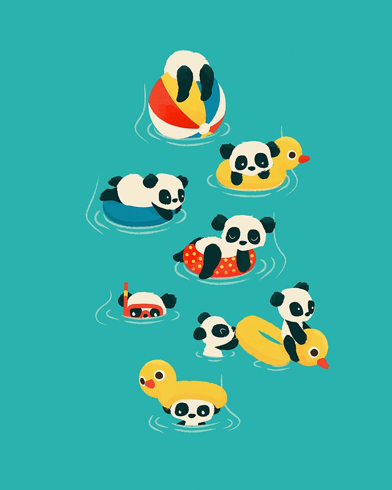 Wall Art Painting id:445736, Name: Tubing Pandas, Artist: Fleck, Jay