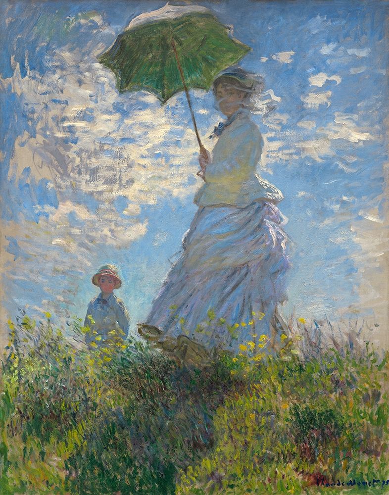 Wall Art Painting id:377262, Name: Woman with a Parasol - Madame Monet and Her Son, 1875, Artist: Monet, Claude