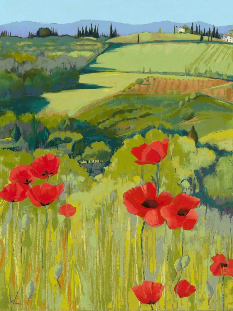 Wall Art Painting id:107315, Name: Field of Poppies, Artist: Parsons, Jane Henry