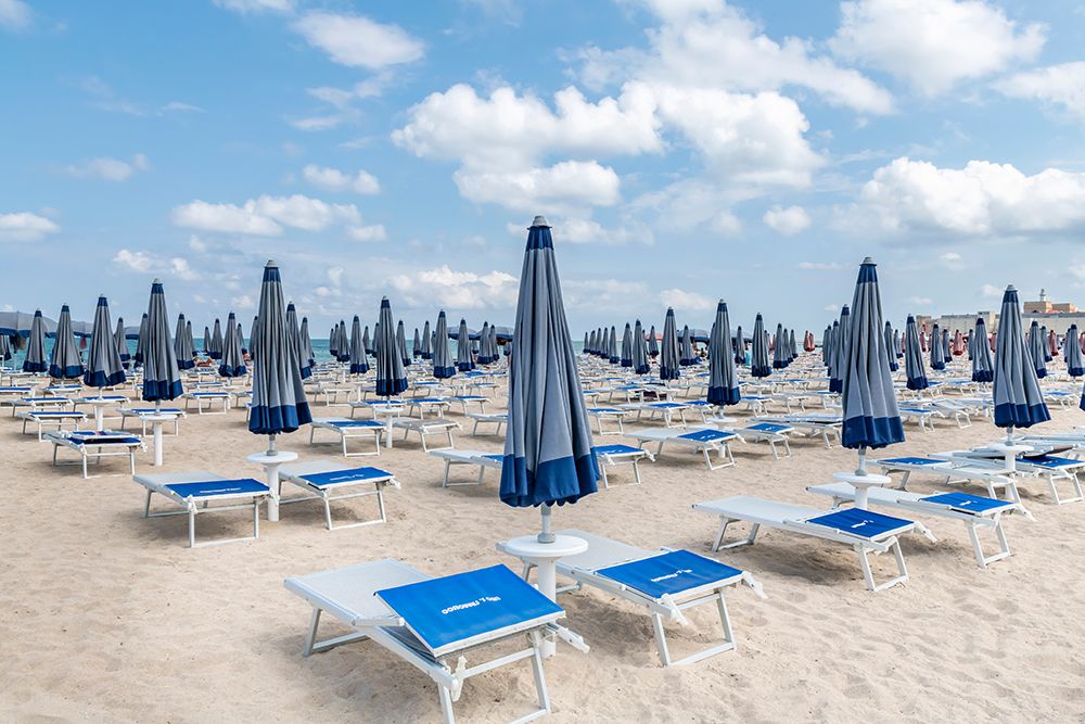 Wall Art Painting id:629672, Name: Puglia, Italy Beach Umbrellas, Artist: Silver, Richard