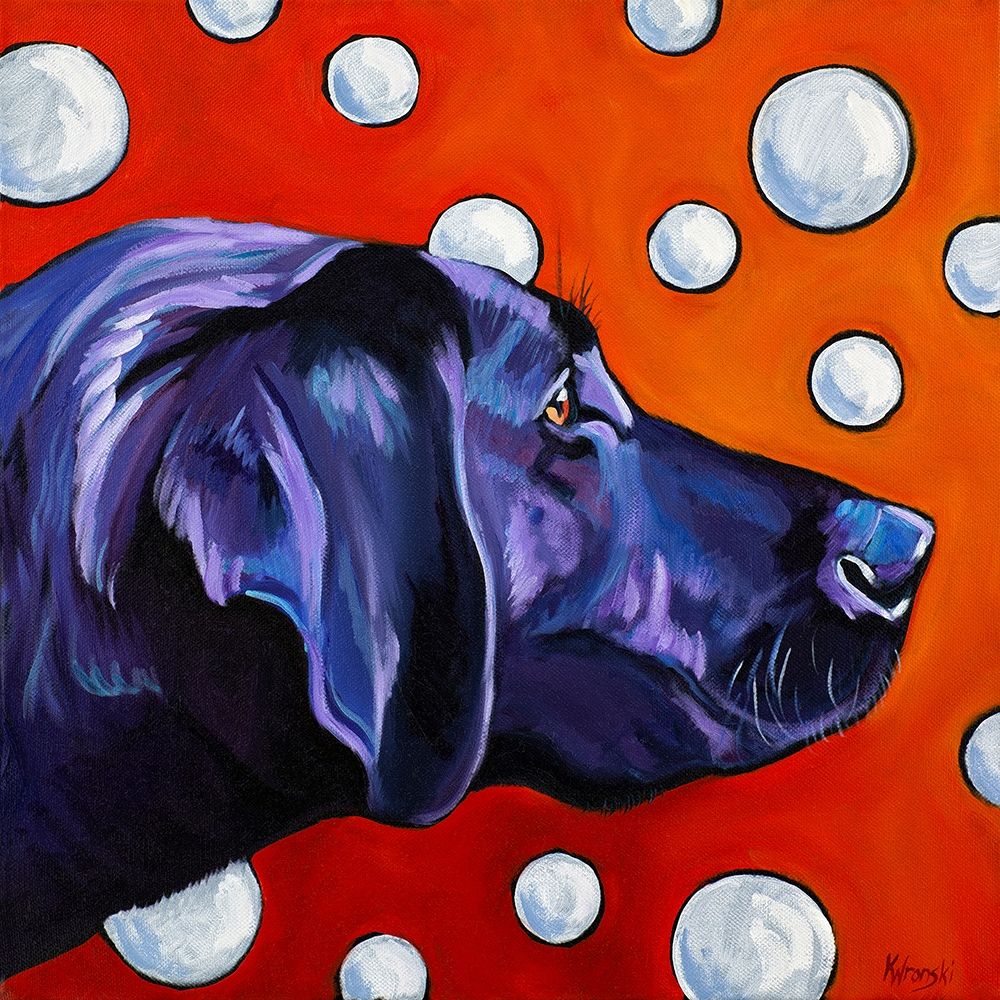 Wall Art Painting id:311034, Name: Lab and Bubbles, Artist: Wronski, Kathryn