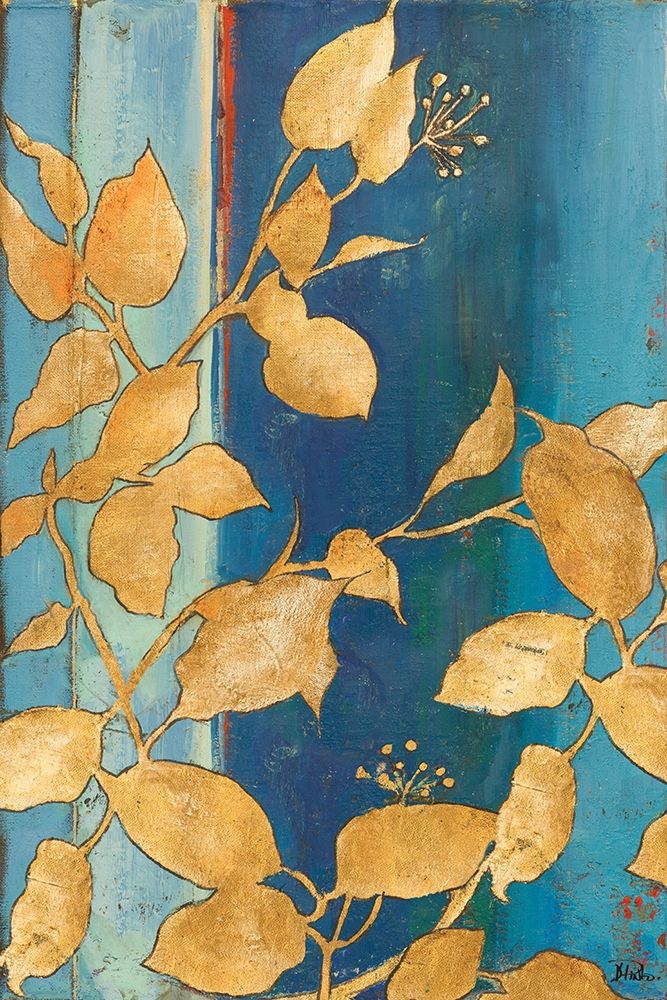 Wall Art Painting id:381236, Name: Golden Blue, Artist: Pinto, Patricia