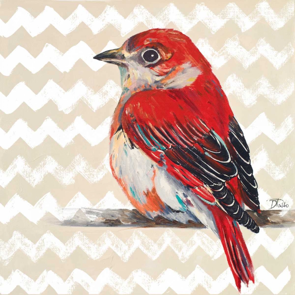 Wall Art Painting id:122195, Name: Cheveron Baby Red Bird II, Artist: Pinto, Patricia