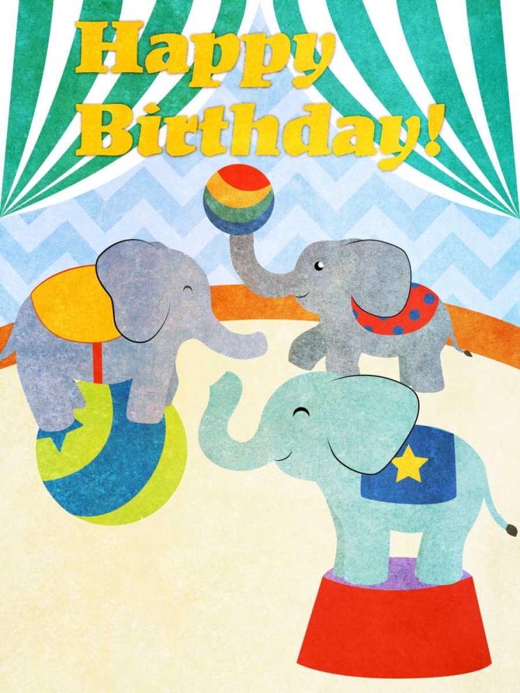 Wall Art Painting id:122321, Name: Elephants and Seals Birthday I, Artist: SD Graphics Studio