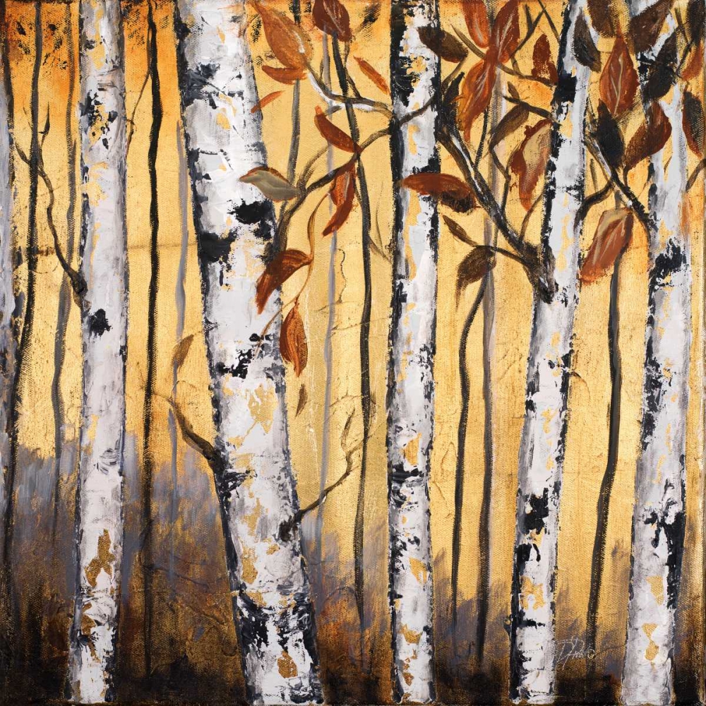 Wall Art Painting id:74062, Name: Birchwood Trees on Gold II, Artist: Pinto, Patricia