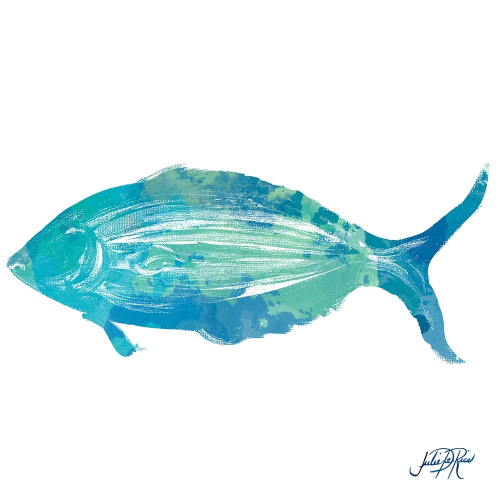 Wall Art Painting id:204816, Name: Watercolor Fish in Teal I, Artist: DeRice, Julie