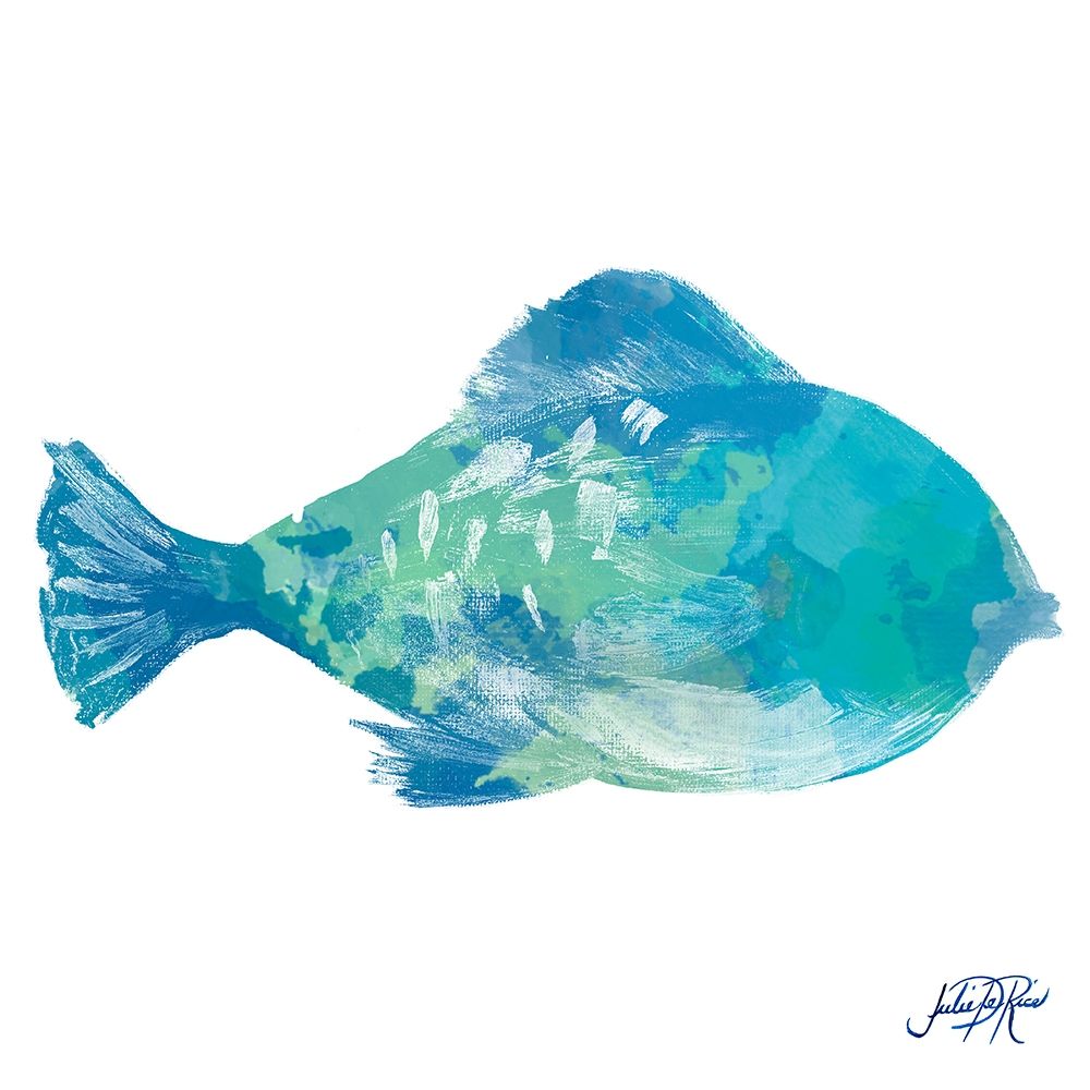 Wall Art Painting id:204817, Name: Watercolor Fish in Teal II, Artist: DeRice, Julie