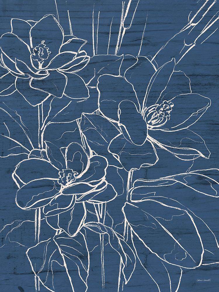 Wall Art Painting id:337825, Name: Floral Sketch on Navy I, Artist: Loreth, Lanie