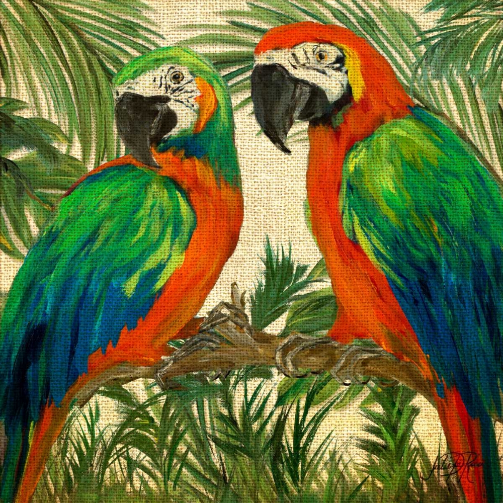 Wall Art Painting id:159879, Name: Island Birds Square on Burlap I, Artist: DeRice, Julie