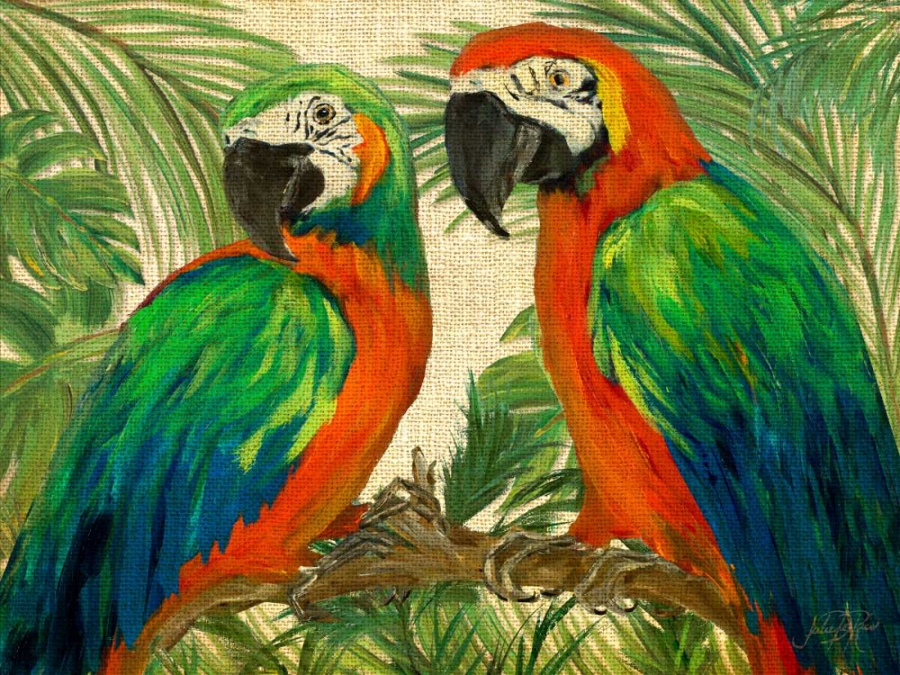 Wall Art Painting id:160125, Name: Island Birds on Burlap, Artist: DeRice, Julie