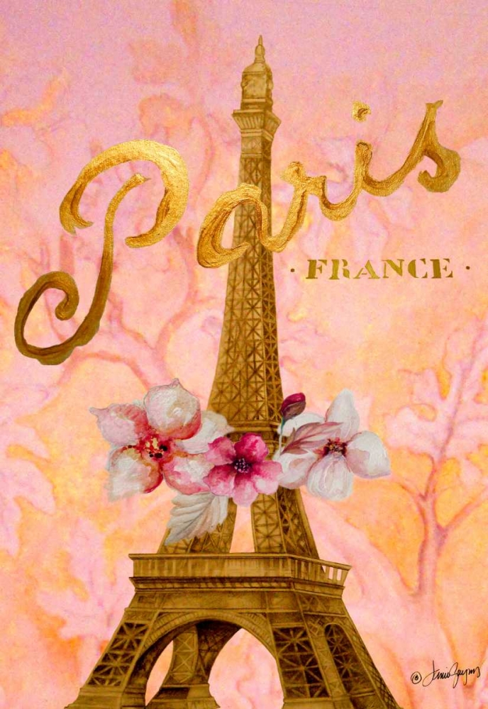Wall Art Painting id:159729, Name: Gold Paris Eiffel Panel, Artist: Gaynor, Janice
