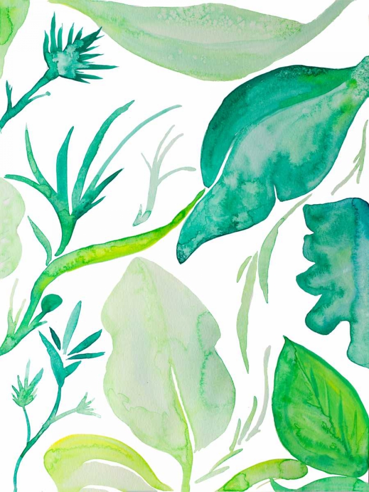 Wall Art Painting id:123735, Name: Green Water Leaves II, Artist: Papa, Kat