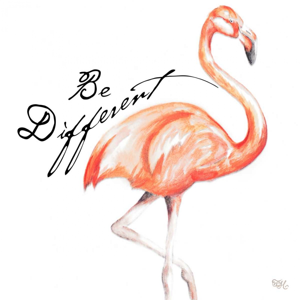 Wall Art Painting id:123832, Name: Be Different Flamingo I, Artist: Hakimipour, Tiffany
