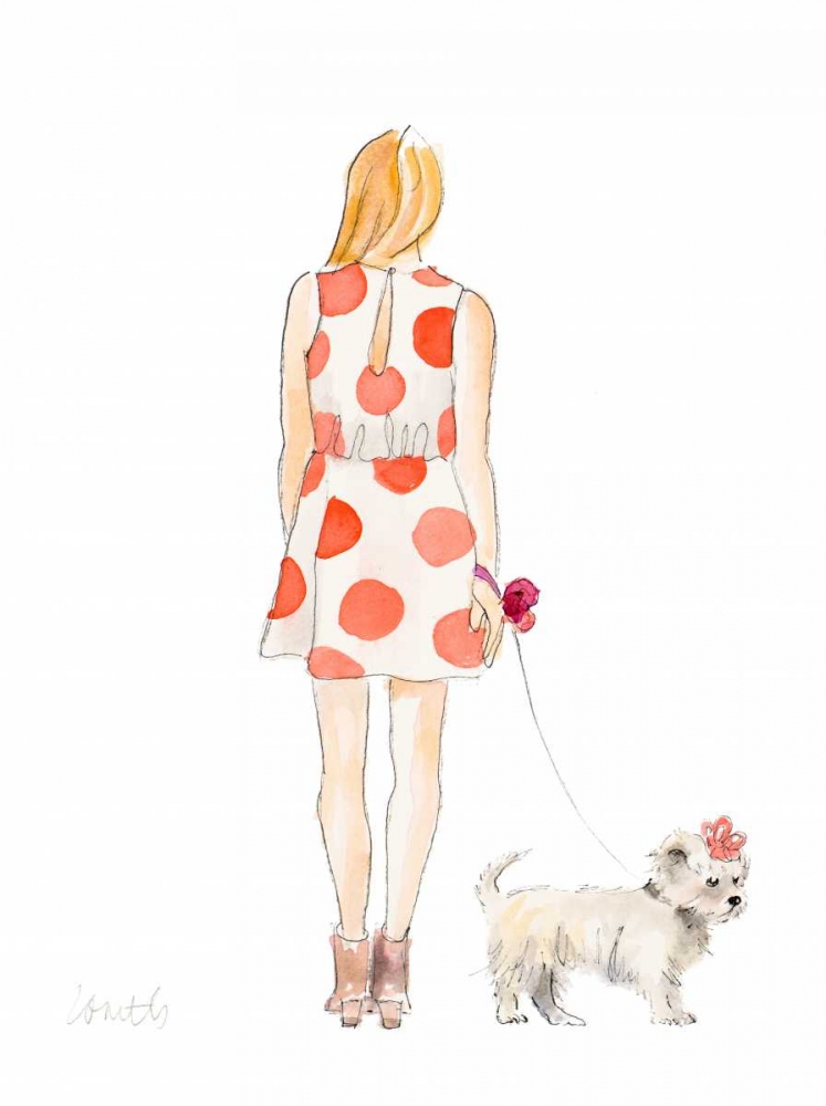 Wall Art Painting id:123882, Name: Water Color Girl With Puppy II, Artist: Loreth, Lanie