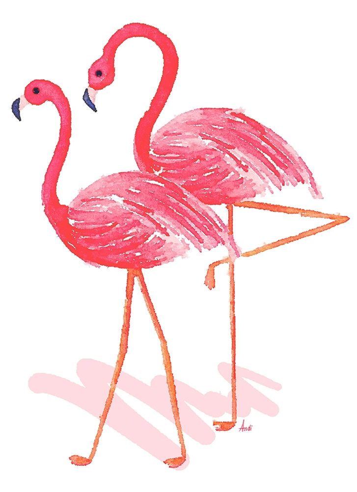 Wall Art Painting id:205612, Name: Flamingo Walk Watercolor II, Artist: Metz, Andi