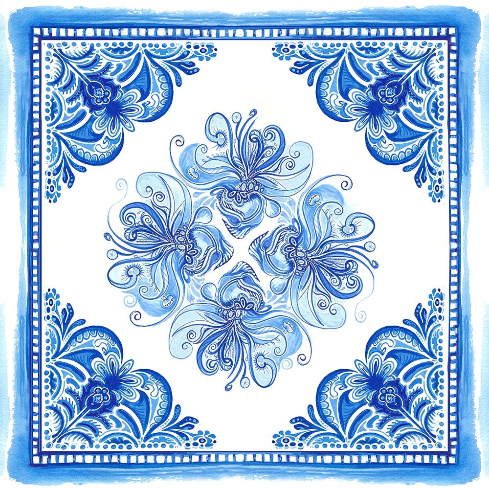 Wall Art Painting id:205900, Name: Artisan Tile Blue I, Artist: Diannart