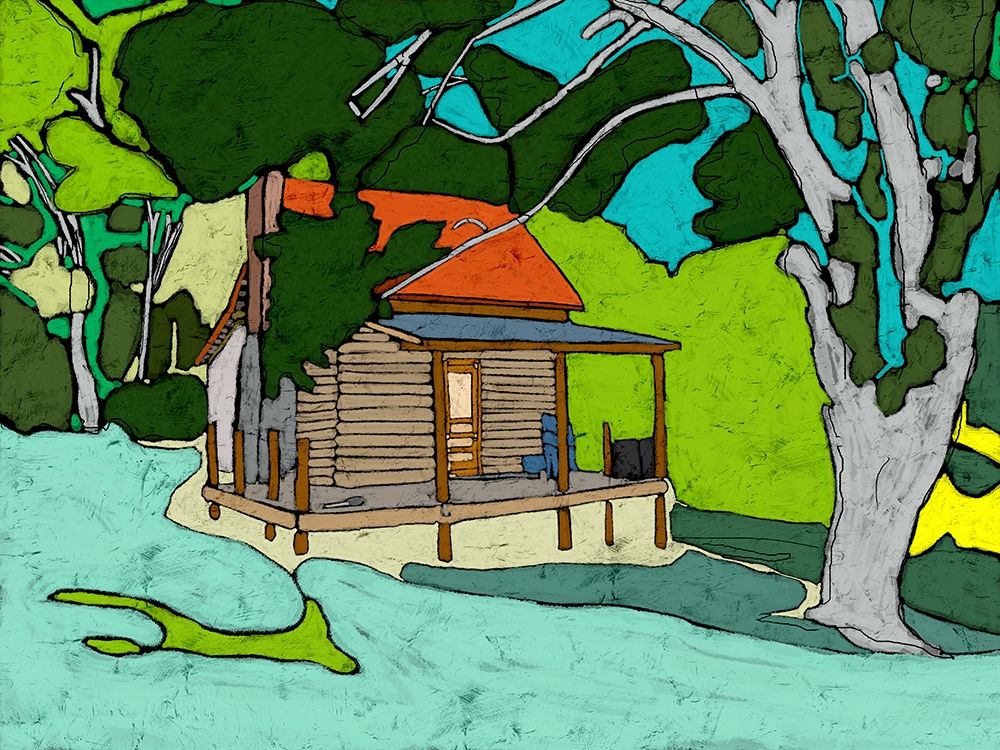 Wall Art Painting id:309543, Name: Cabin in the Woods, Artist: Mabat, Ynon