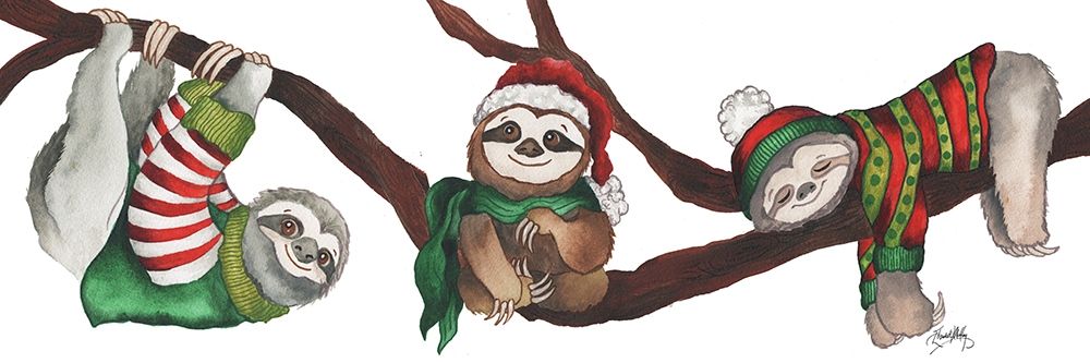 Wall Art Painting id:309787, Name: Christmas Sloths, Artist: Medley, Elizabeth