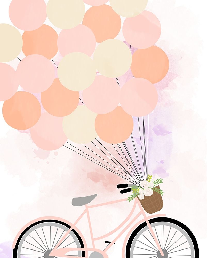 Wall Art Painting id:381700, Name: Bike Ride With Balloons, Artist: Quach, Anna