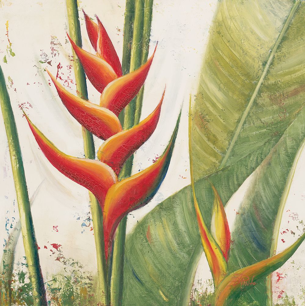 Wall Art Painting id:524148, Name: Heliconias With Leaves I, Artist: Pinto, Patricia