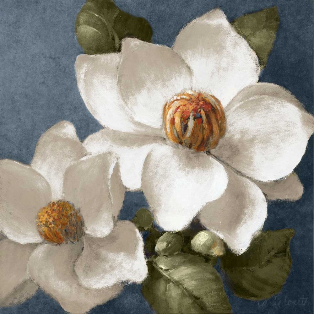 Wall Art Painting id:15340, Name: Magnolias on Blue II, Artist: Loreth, Lanie