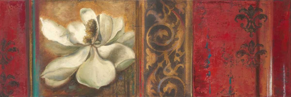 Wall Art Painting id:23574, Name: Red Eclecticism with Magnolia, Artist: Pinto, Patricia