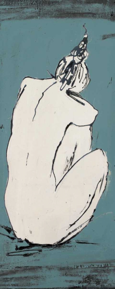 Wall Art Painting id:23986, Name: Nude Sketch on Blue I, Artist: Pinto, Patricia