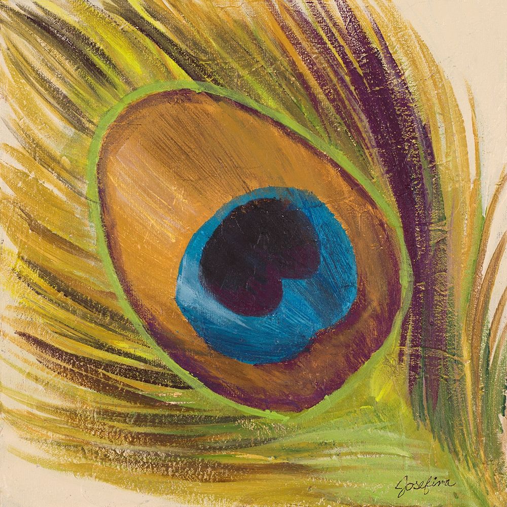 Wall Art Painting id:207106, Name: Peacocks Feathers I, Artist: Josefina