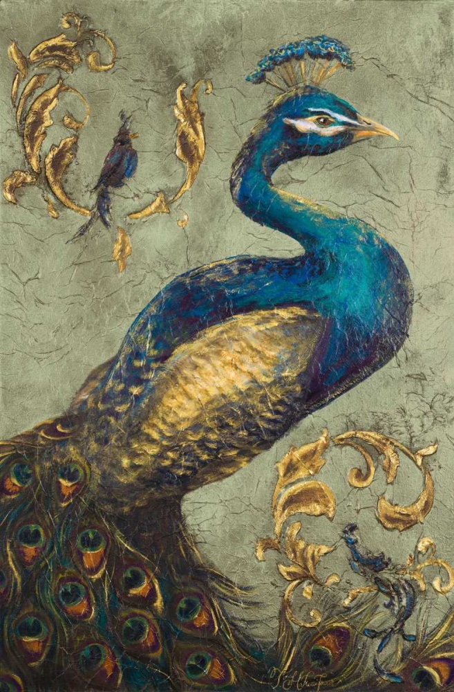 Wall Art Painting id:15530, Name: Peacock on Sage I, Artist: Hakimipour, Tiffany